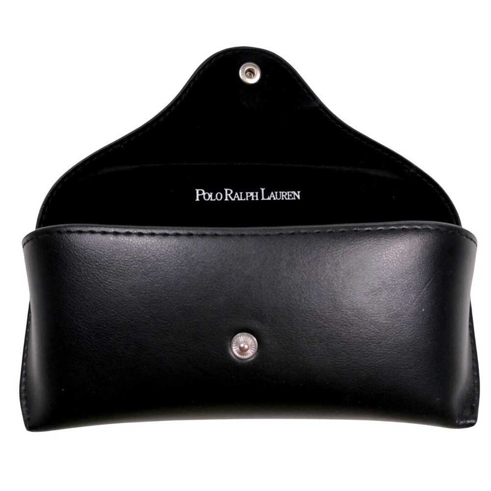 Polo Ralph Lauren Sunglasses Case Black Faux Leather Snap Closure Eyewear Pouch‎